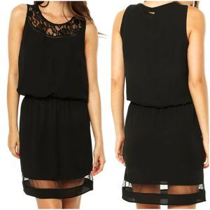 Women’s Casual Lace Little Black Dress Stretch Mini Short Sheer Mesh Sleeveless